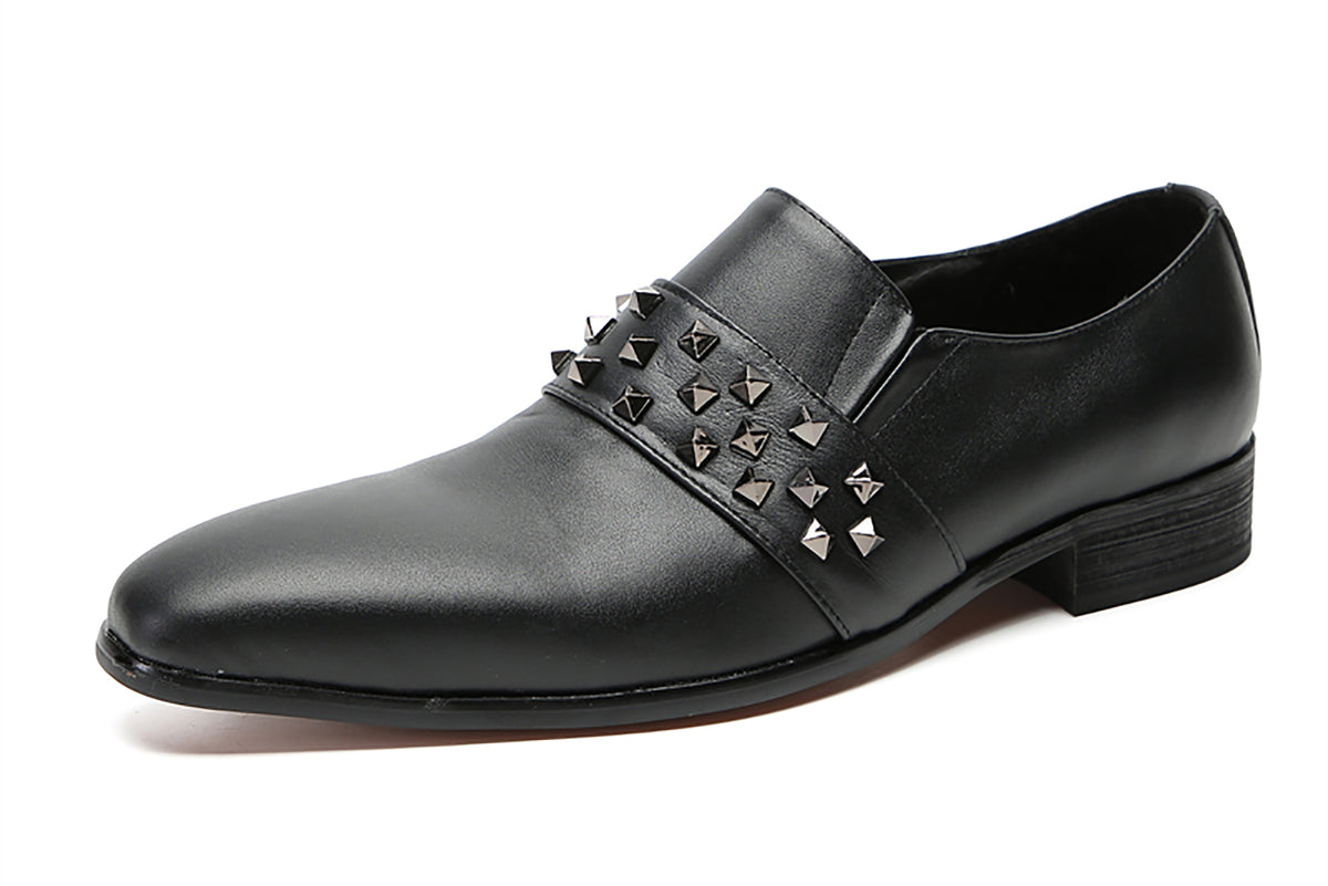 Men's Plain Toe Rivet Western Loafers Santimon