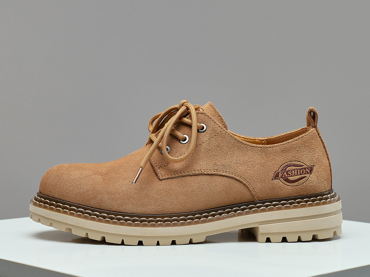 Santimon Men's Suede Lug Sole Derby Shoes Chunky Laceup Casual Shoes