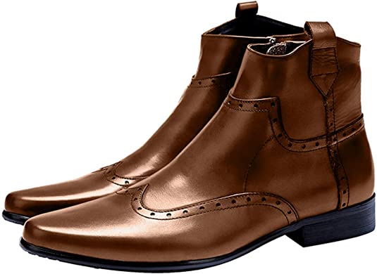 Santimon Men's Suede Chelsea Boots - Ankle Dress Boots In Black, Brown, Or Grey (Size 12 Brown Shown)