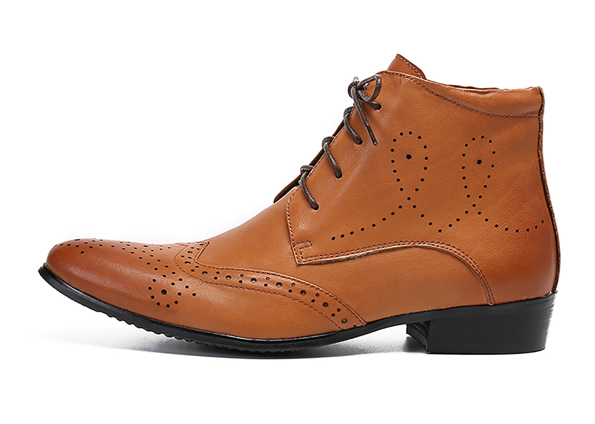 Men's Leather LaceUp Dress Boots Santimon