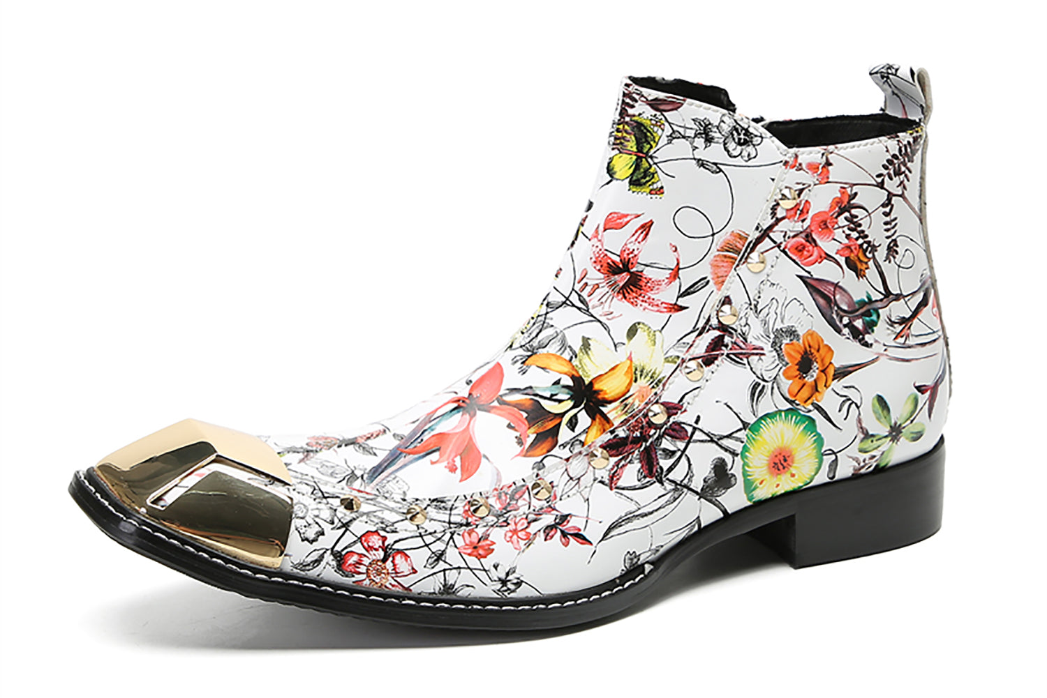 Men's Metal Square Toe Graffiti Western Boots