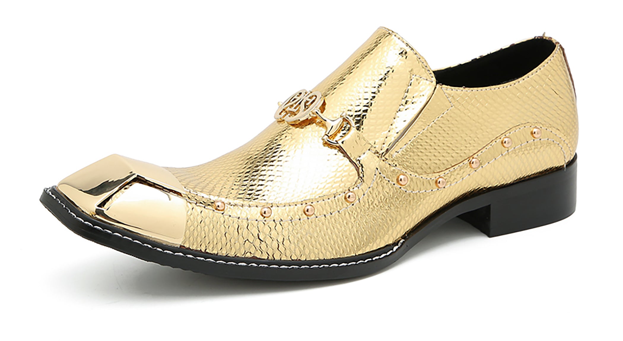 Men's Metal-Square Toe Western Horsebit Loafers