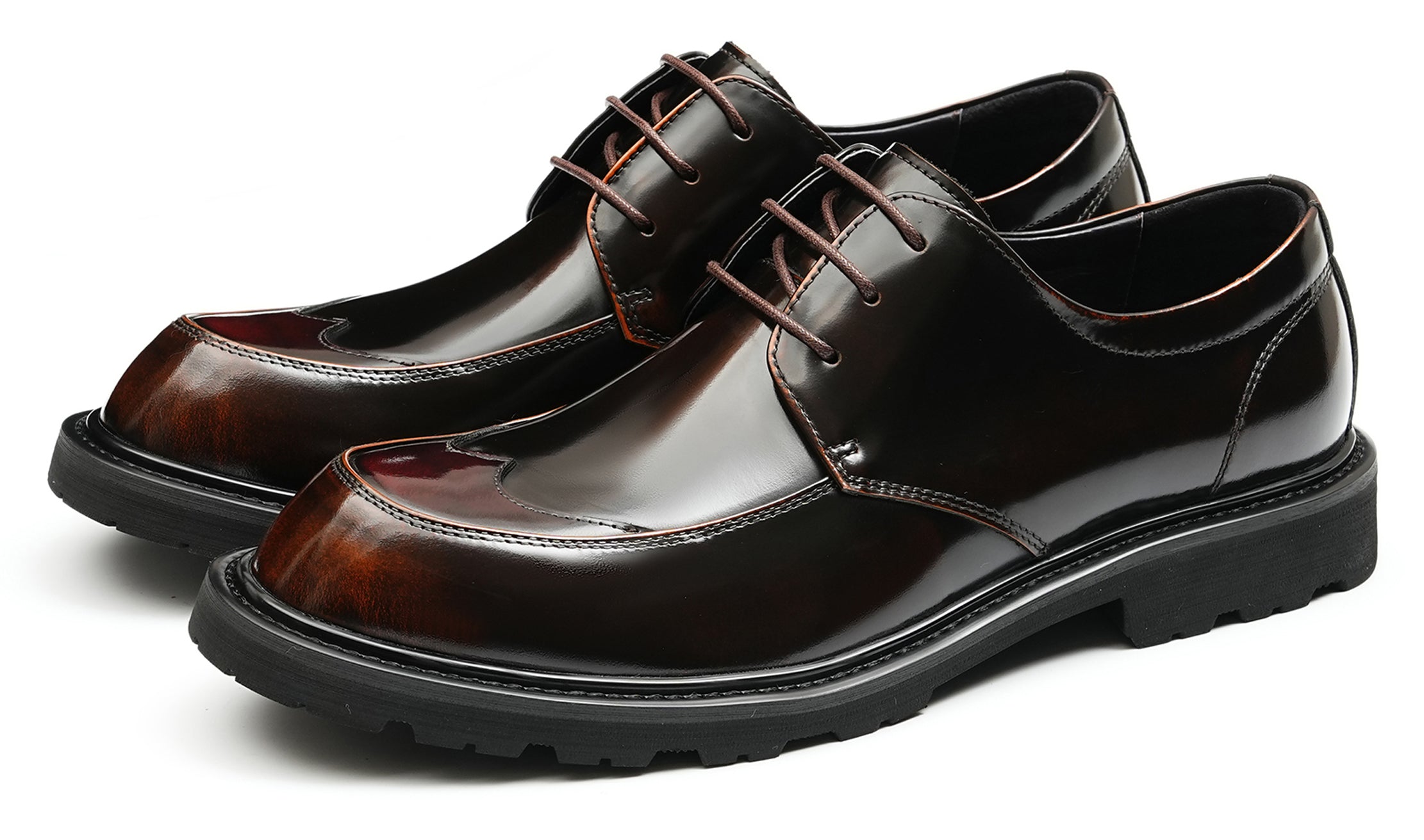 Santimon Men\'s US 8.5 Black Leather Formal Derby Lace Up Dress Shoes Santimon Black Dress Shoes for Men Comfortable Cap Toe Derby  main image 2