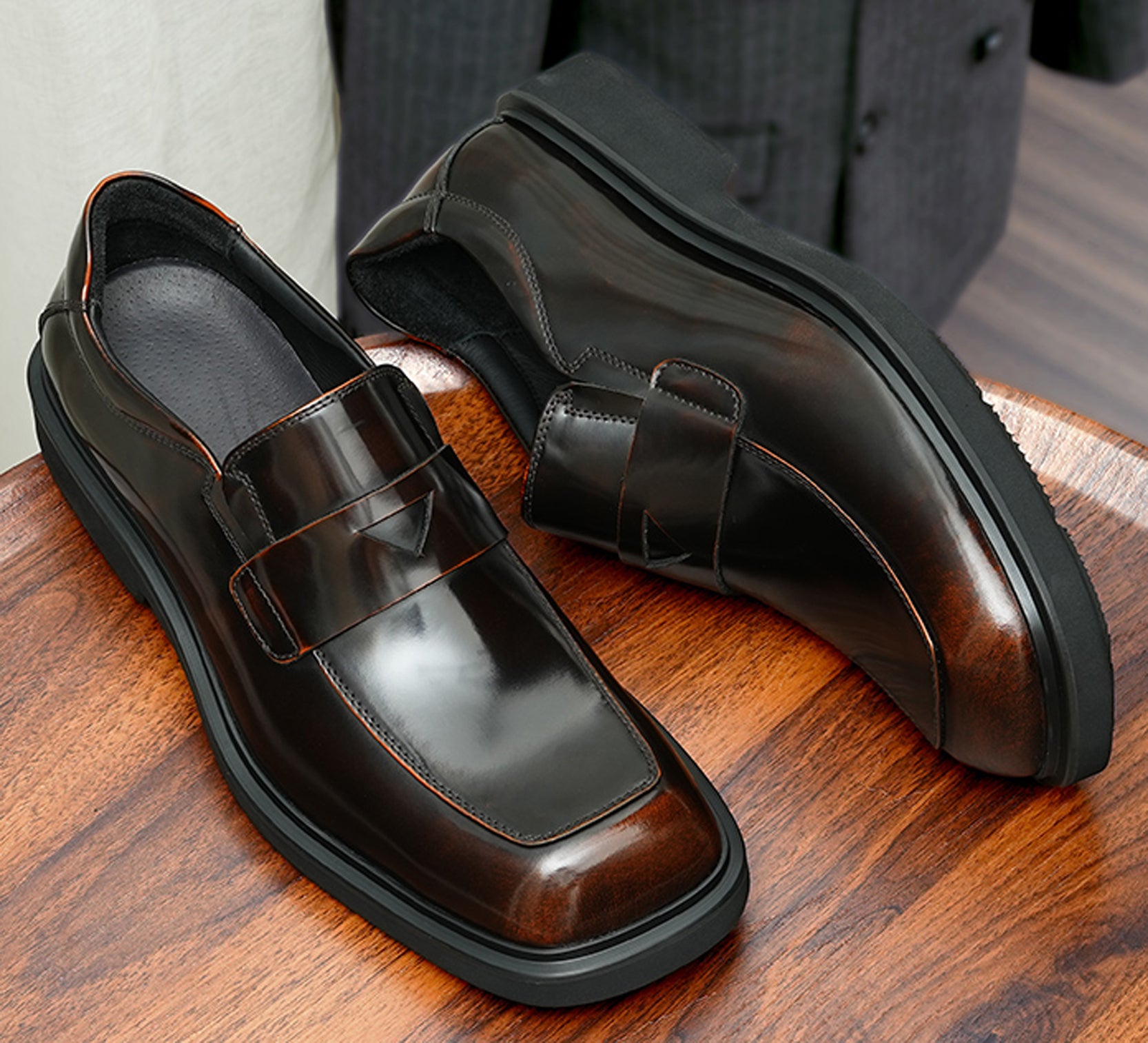 Mens Formal Dress Square Toe Penny Loafers