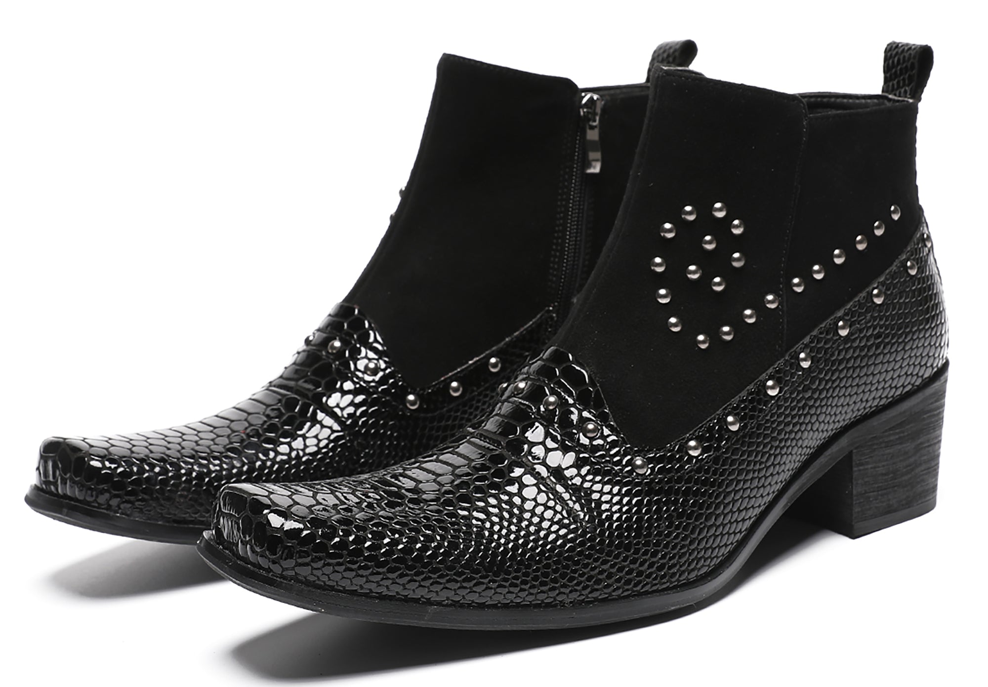 Mens Chelsea Boots Beads Zipper Ankle Boots