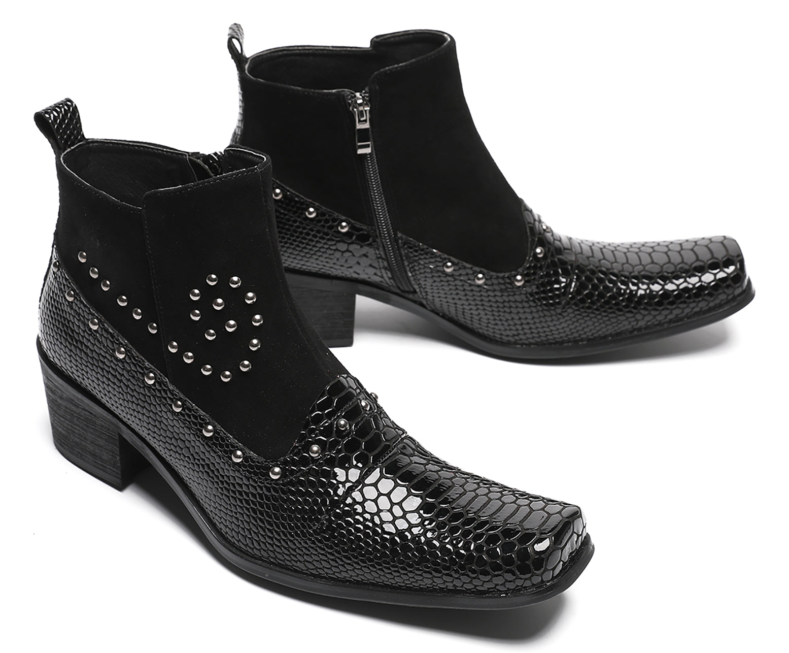 Mens Chelsea Boots Beads Zipper Ankle Boots