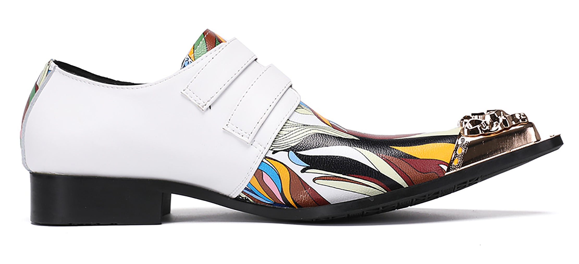 Mens Metal-Tip Toe Western Loafers Double Buckles Casual Shoes
