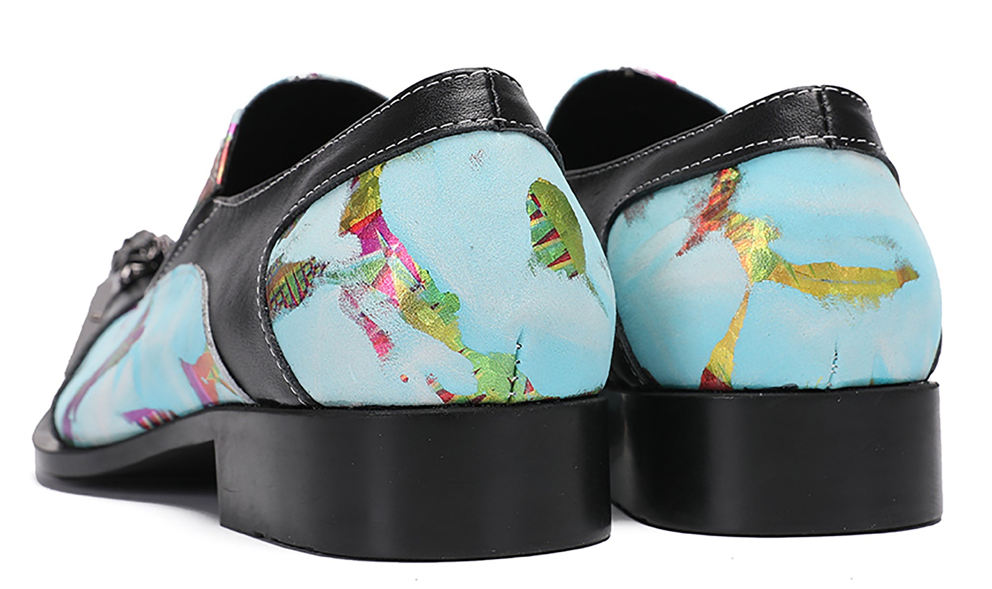 Mens Casual Metal-Tip Toe Gemstone Western Loafers