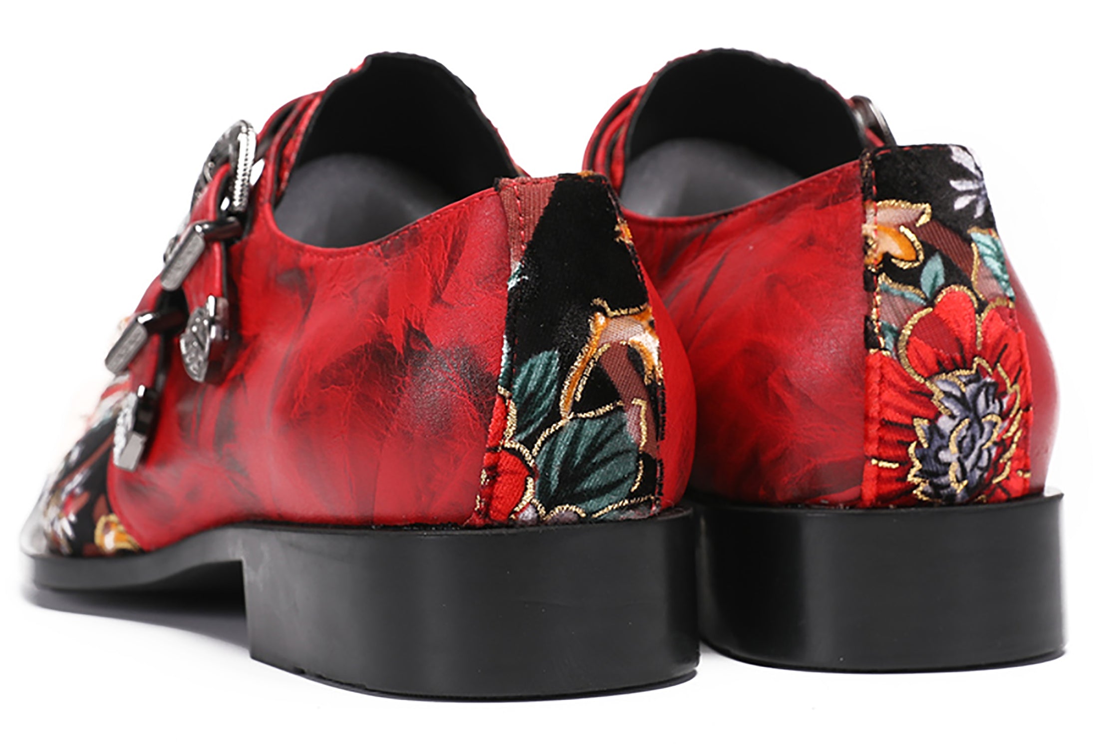 Mens Metal-Tip Toe Western Loafers Double Buckles Casual Shoes