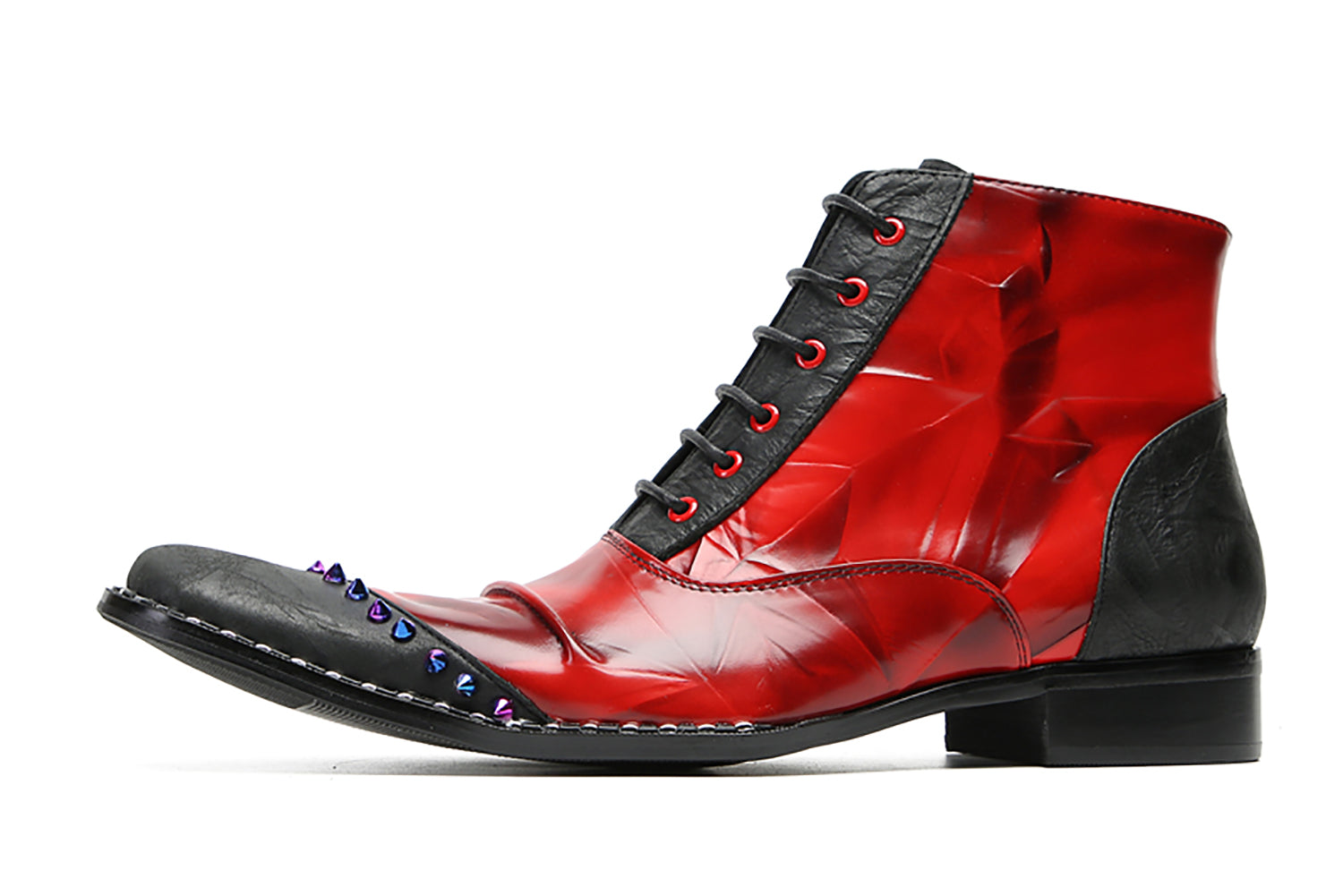 Men's Novelty Colorful Beads Western Boots