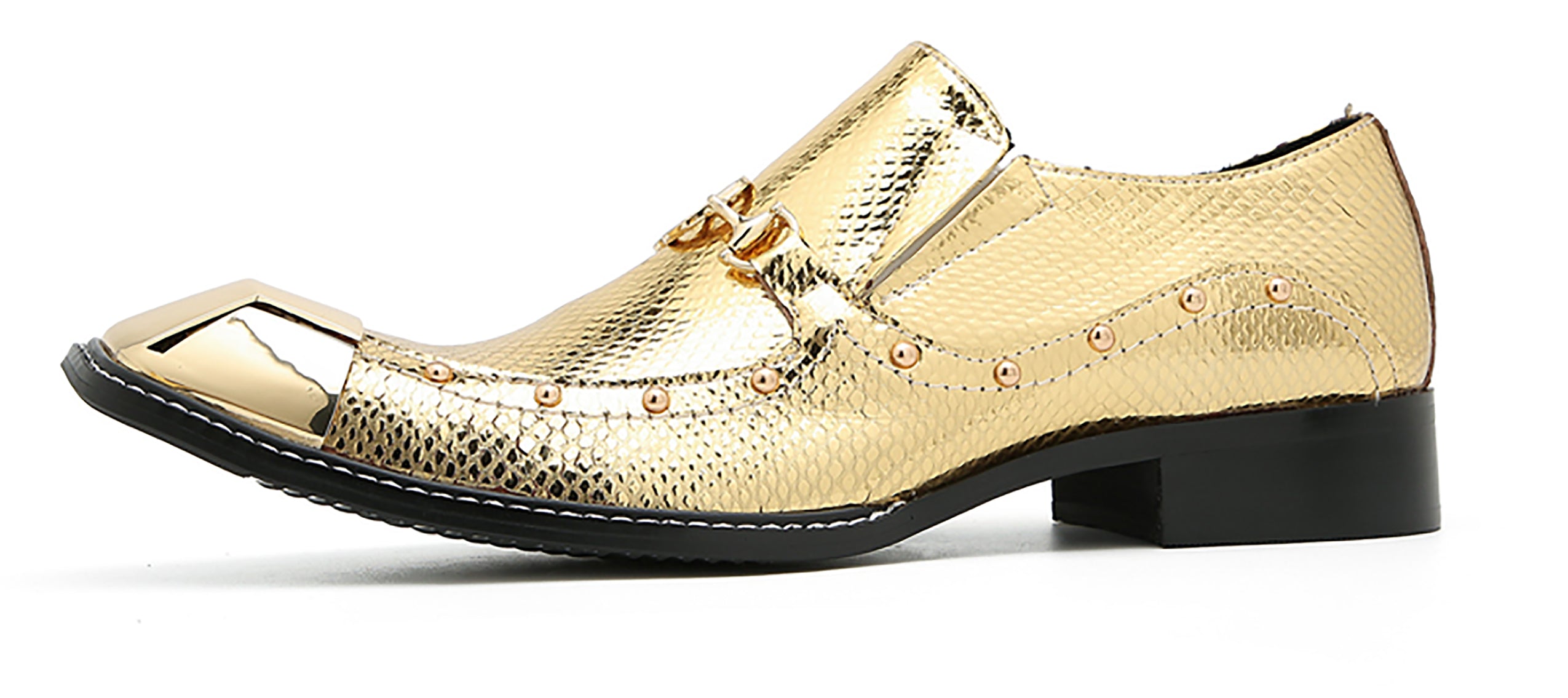 Men's Metal-Square Toe Western Horsebit Loafers