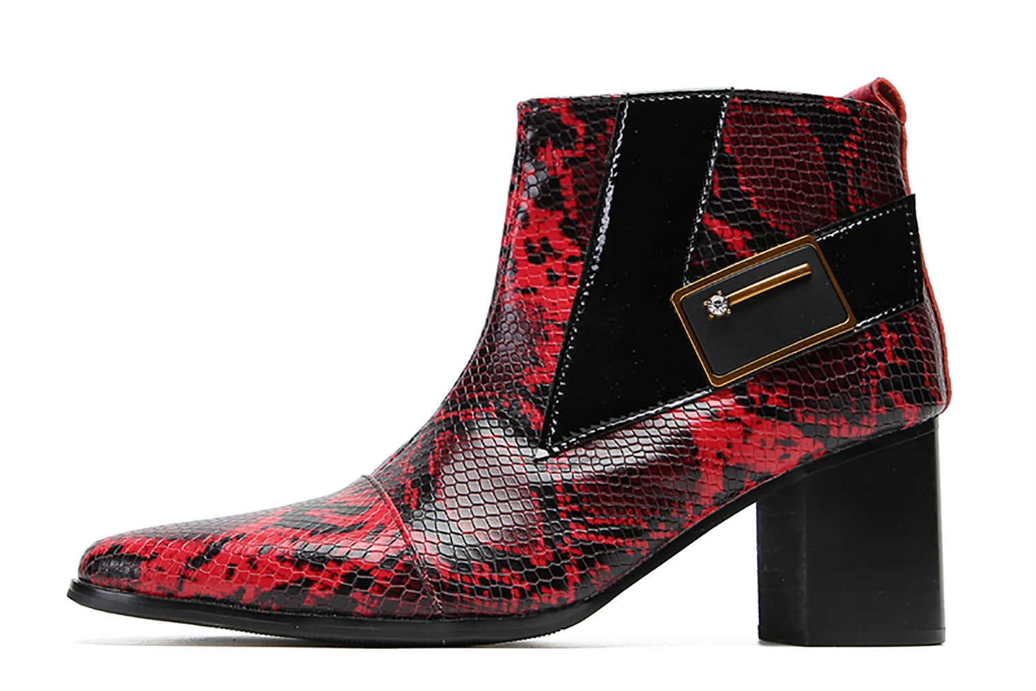 Men's Hight Top Snakeskin Texture Western Boots