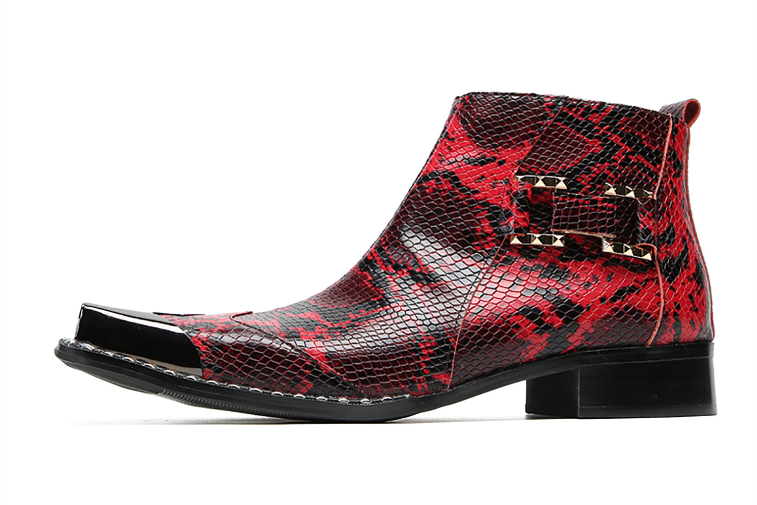 Botas occidentales de moda con punta cuadrada de metal para hombre