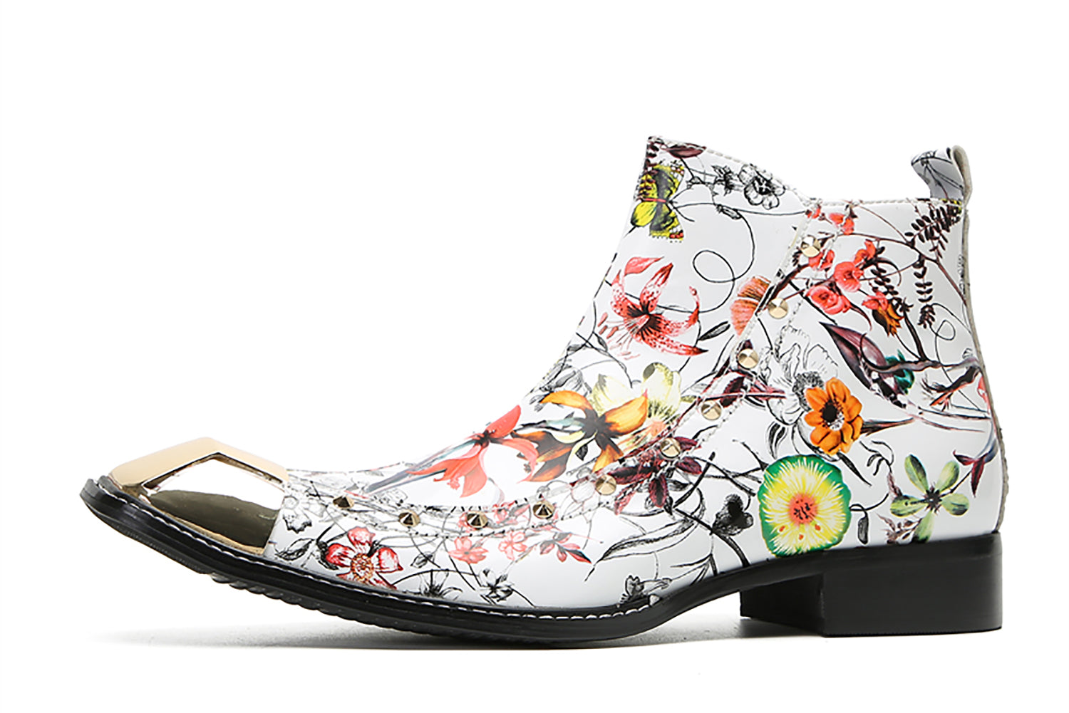 Men's Metal Square Toe Graffiti Western Boots