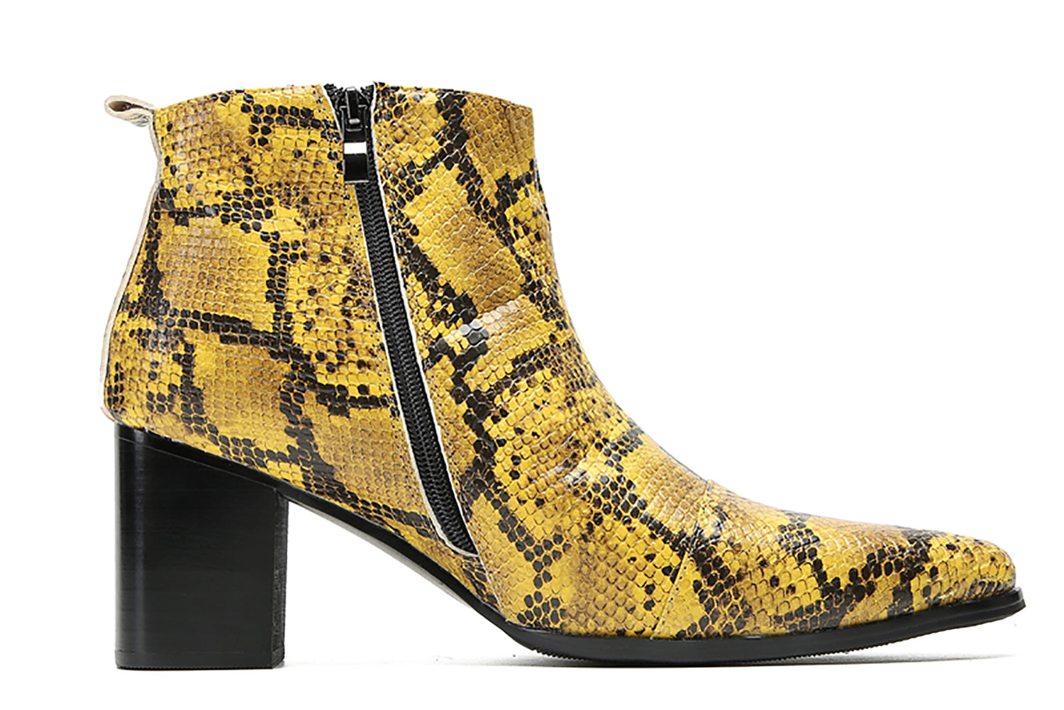 Men's Hight Top Snakeskin Texture Western Boots