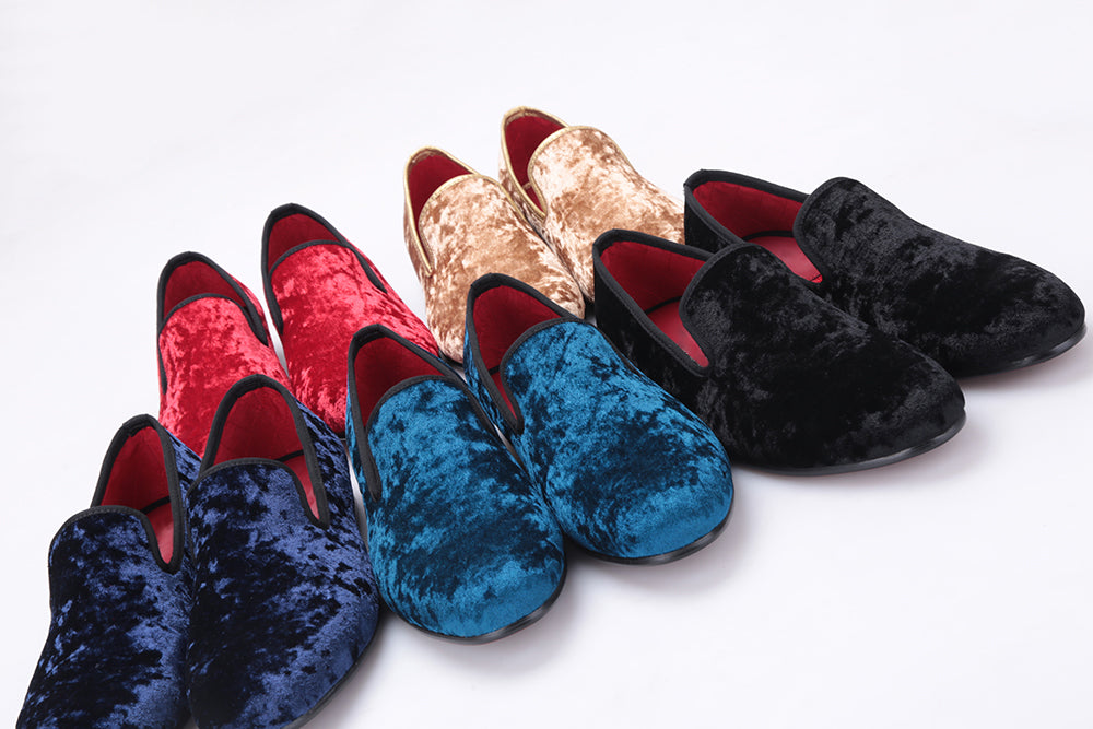 Mens Velvet Penny Loafers Slip On Shoes