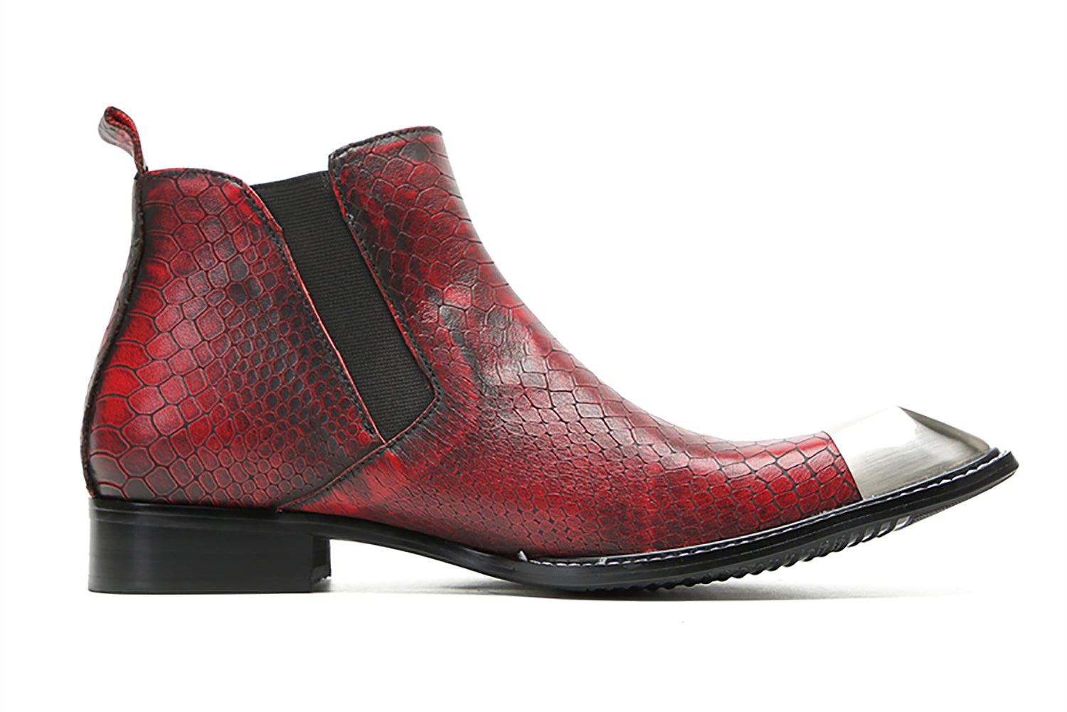 Men's Metal Square Toe Buckles Chelsea Western Boots