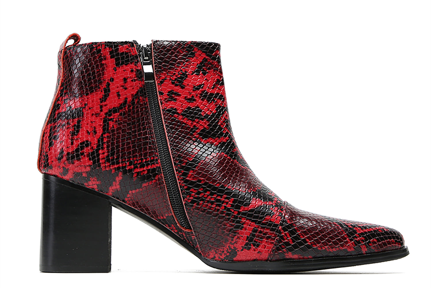 Men's Hight Top Snakeskin Texture Western Boots