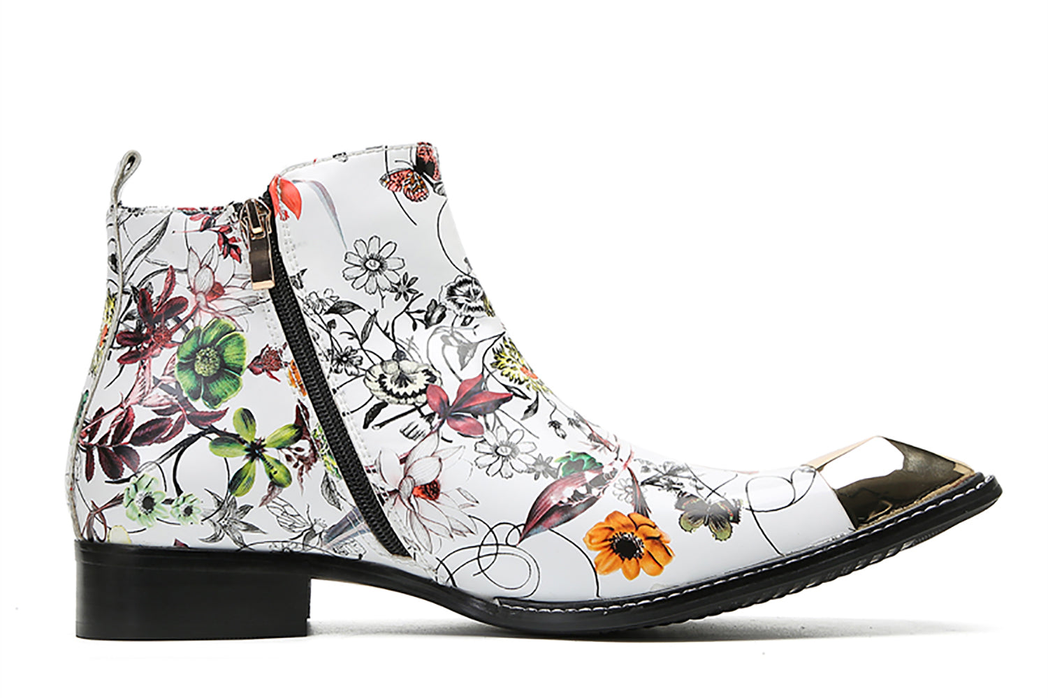Men's Metal Square Toe Graffiti Western Boots