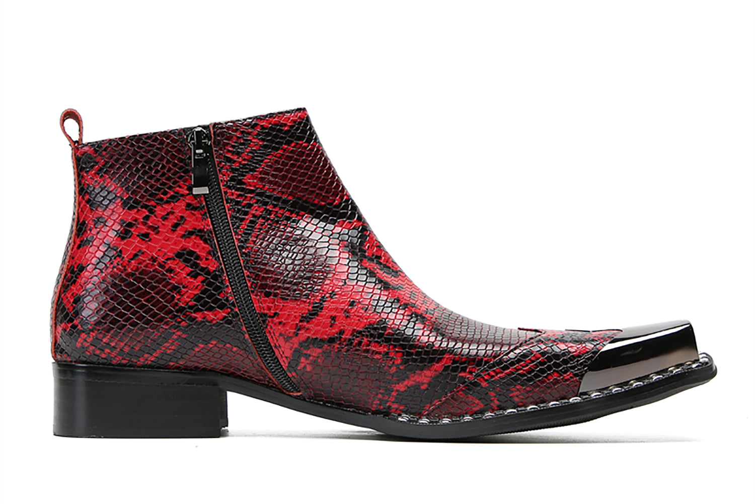 Botas occidentales de moda con punta cuadrada de metal para hombre