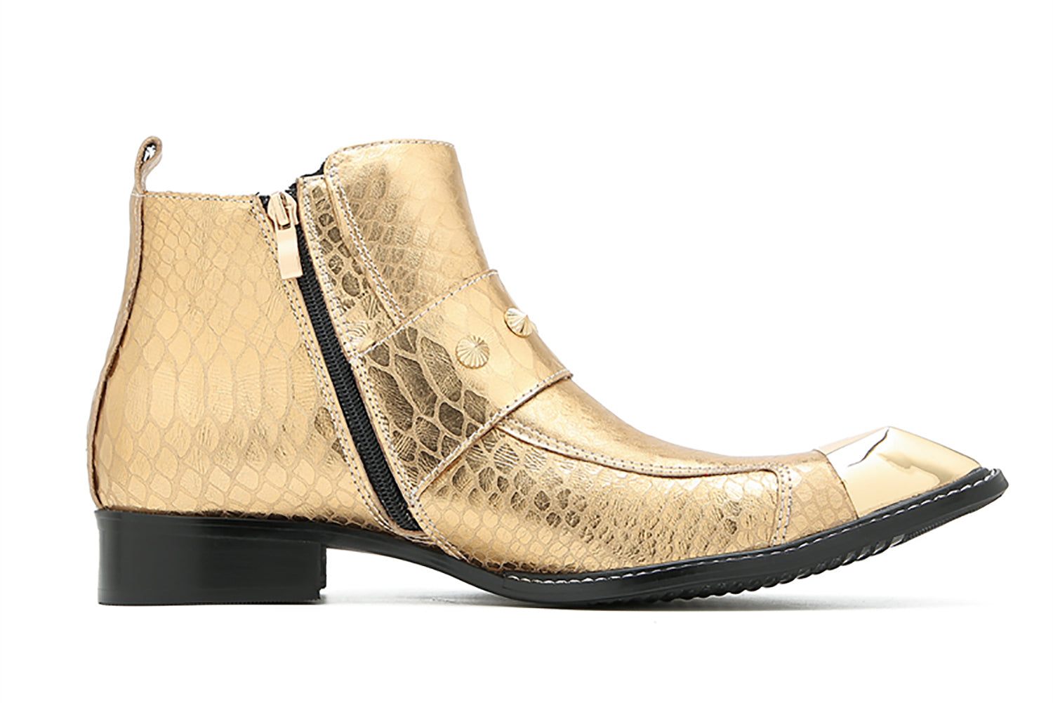 Men's Metal Square Toe Double Buckles Western Boots