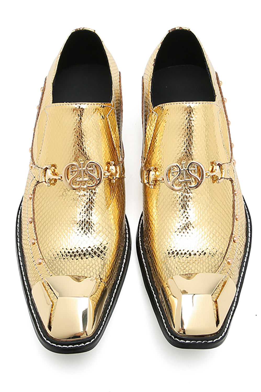 Men's Metal-Square Toe Western Horsebit Loafers