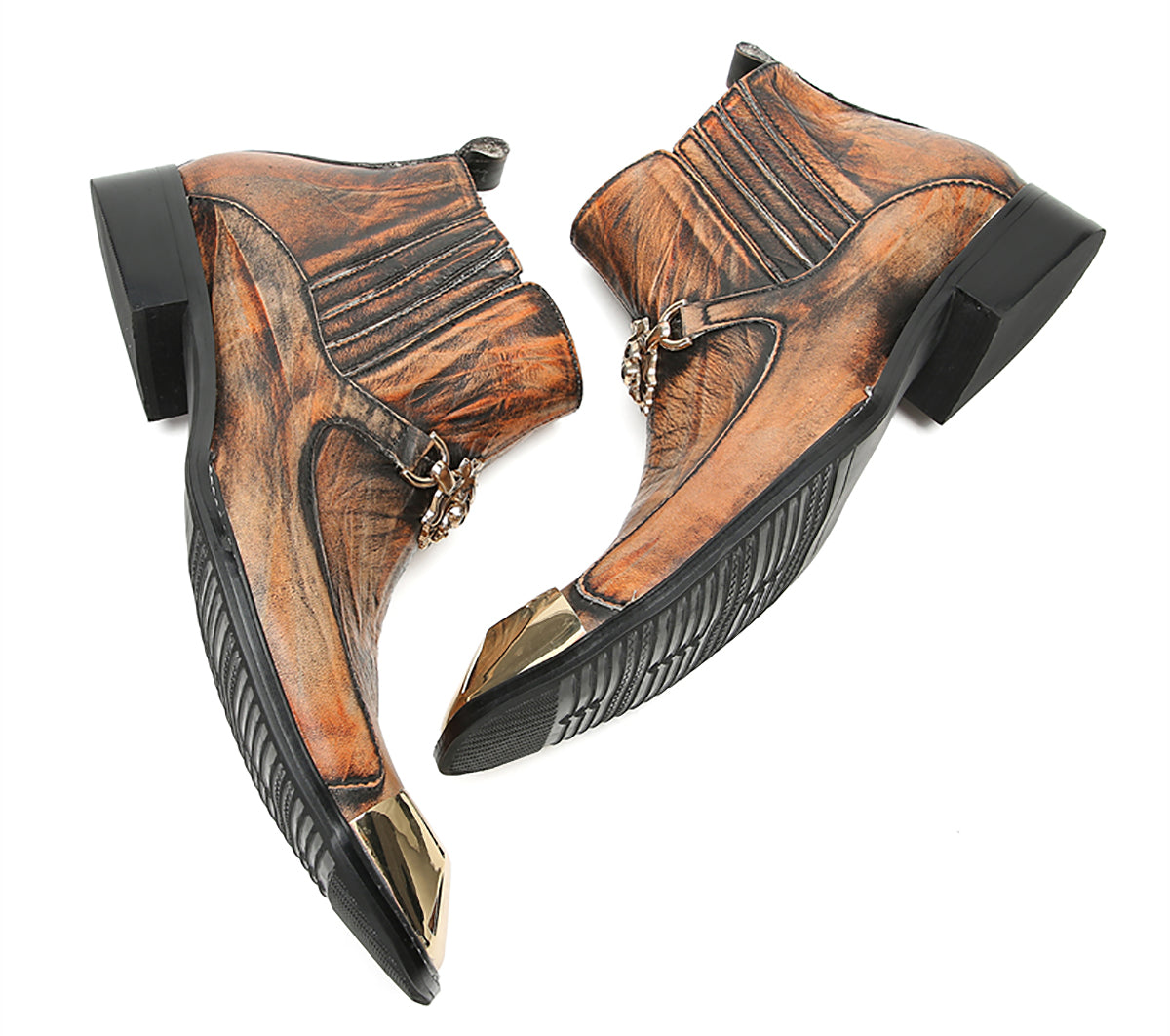Botas occidentales informales con cremallera para hombre