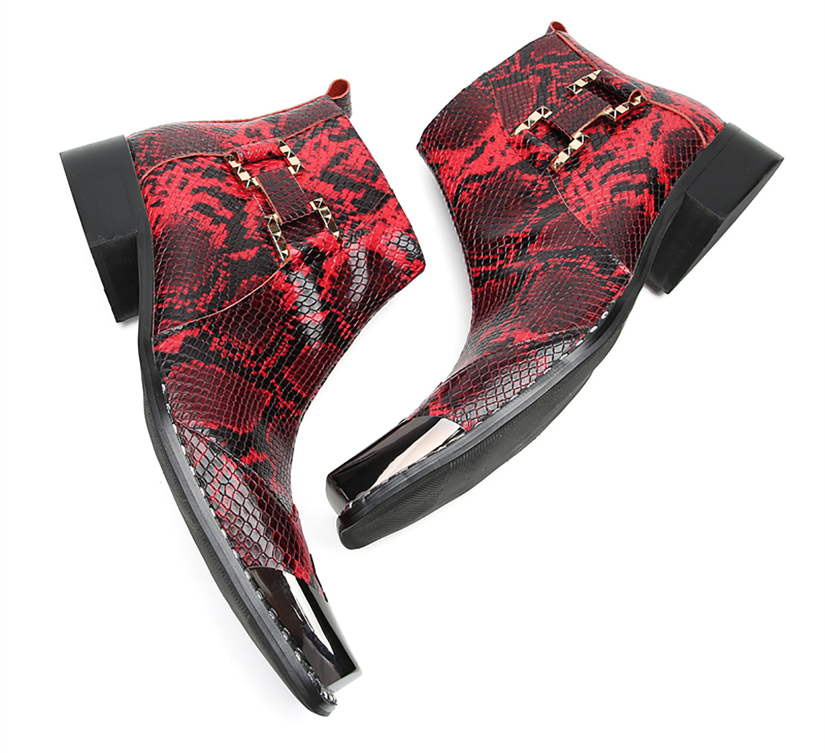 Botas occidentales de moda con punta cuadrada de metal para hombre