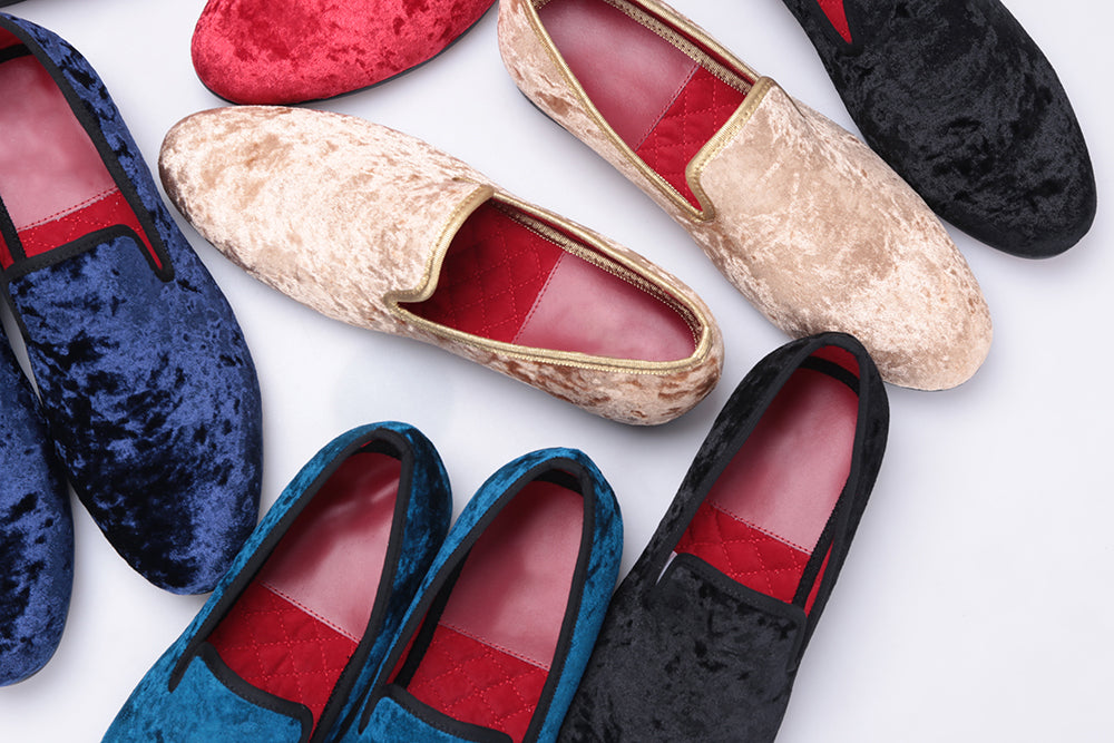 Mens Velvet Penny Loafers Slip On Shoes