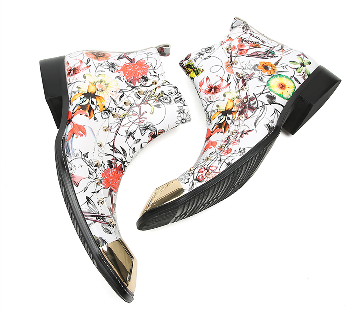 Men's Metal Square Toe Graffiti Western Boots