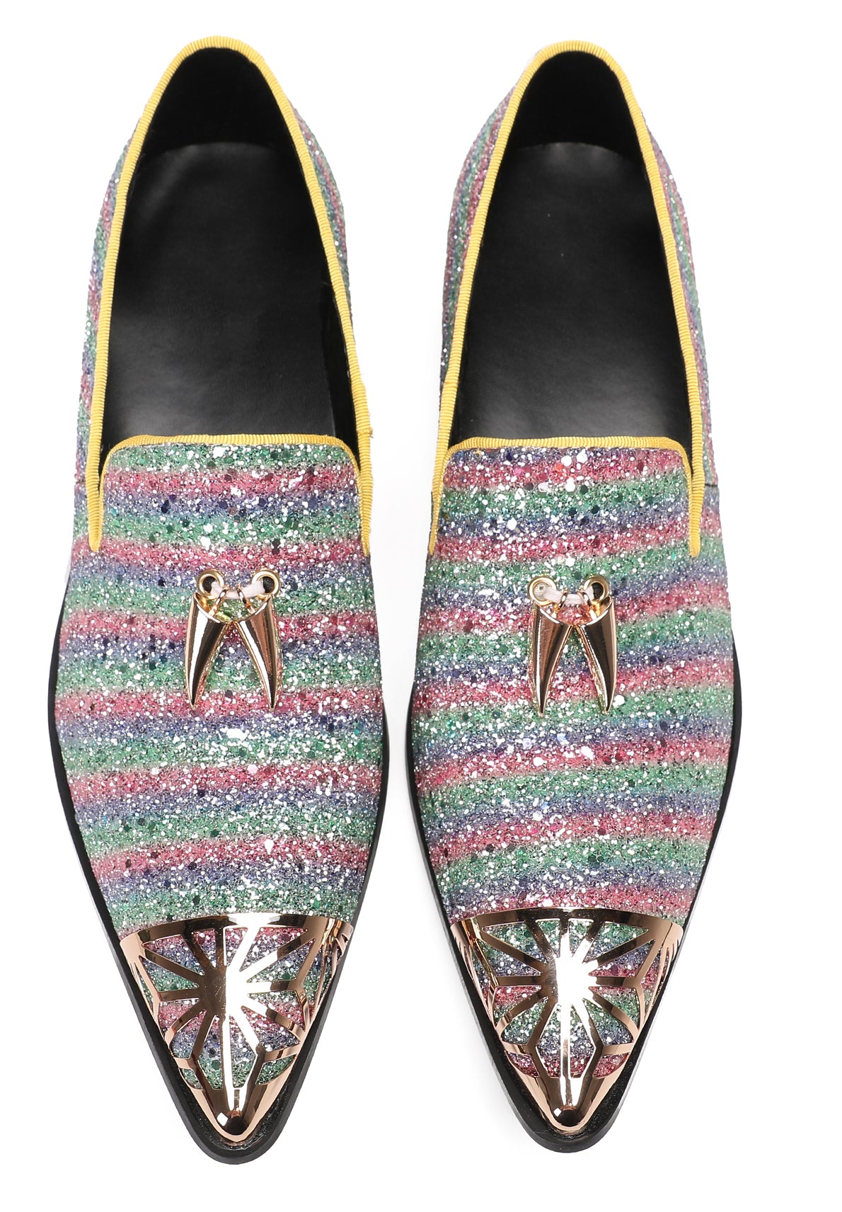 Mens Metal Tip Casual Glitter Western Loafers
