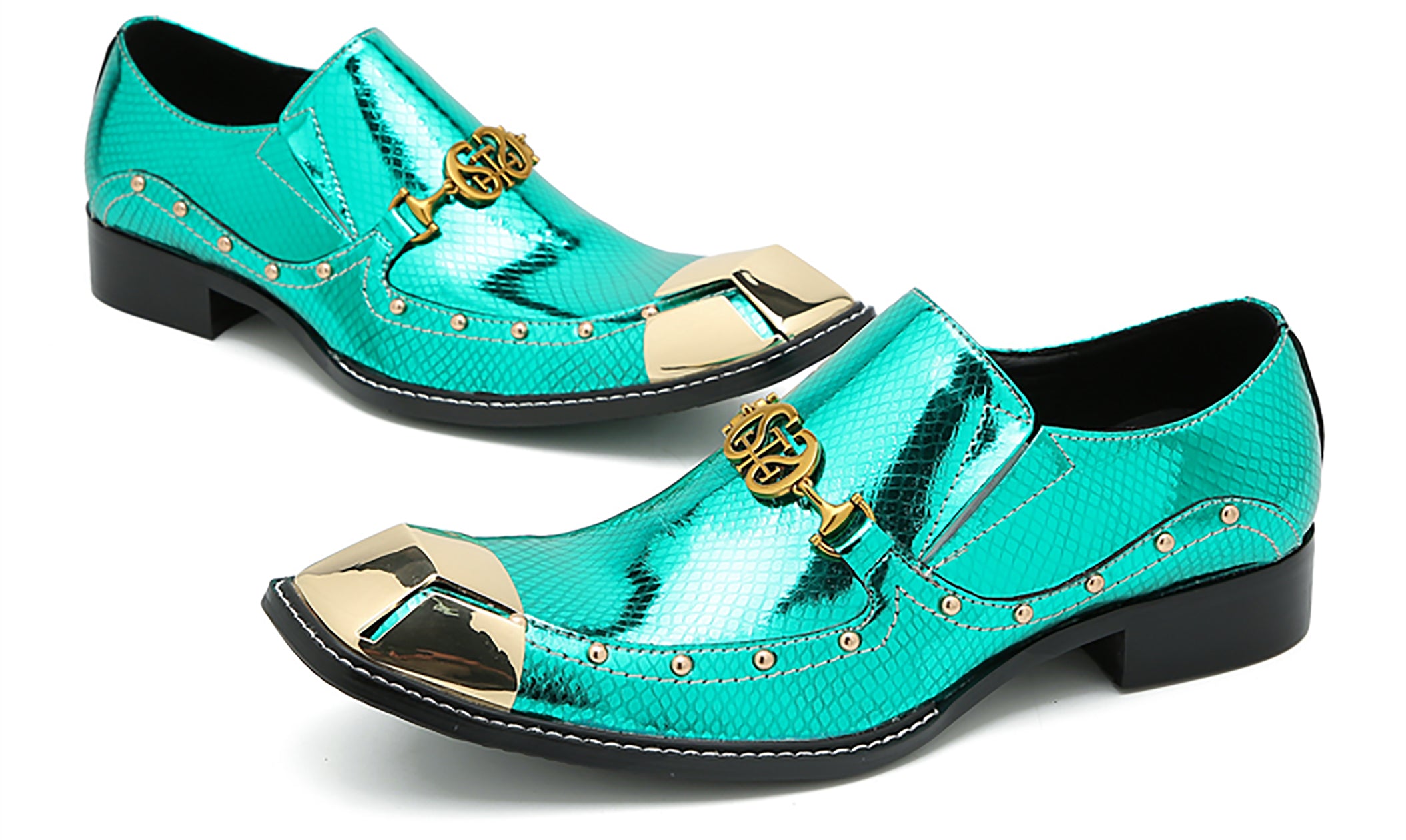 Men's Metal-Square Toe Western Horsebit Loafers