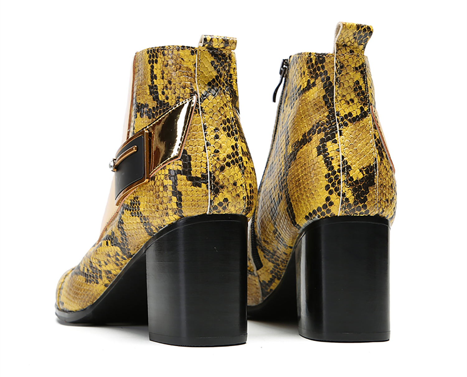 Men's Hight Top Snakeskin Texture Western Boots