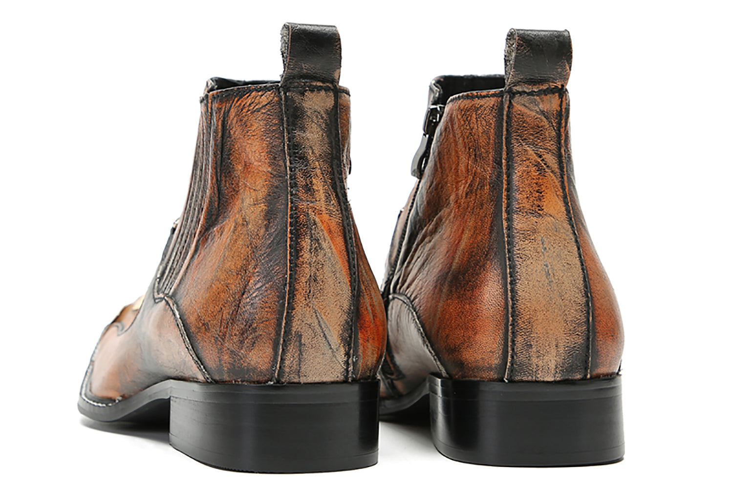 Botas occidentales informales con cremallera para hombre