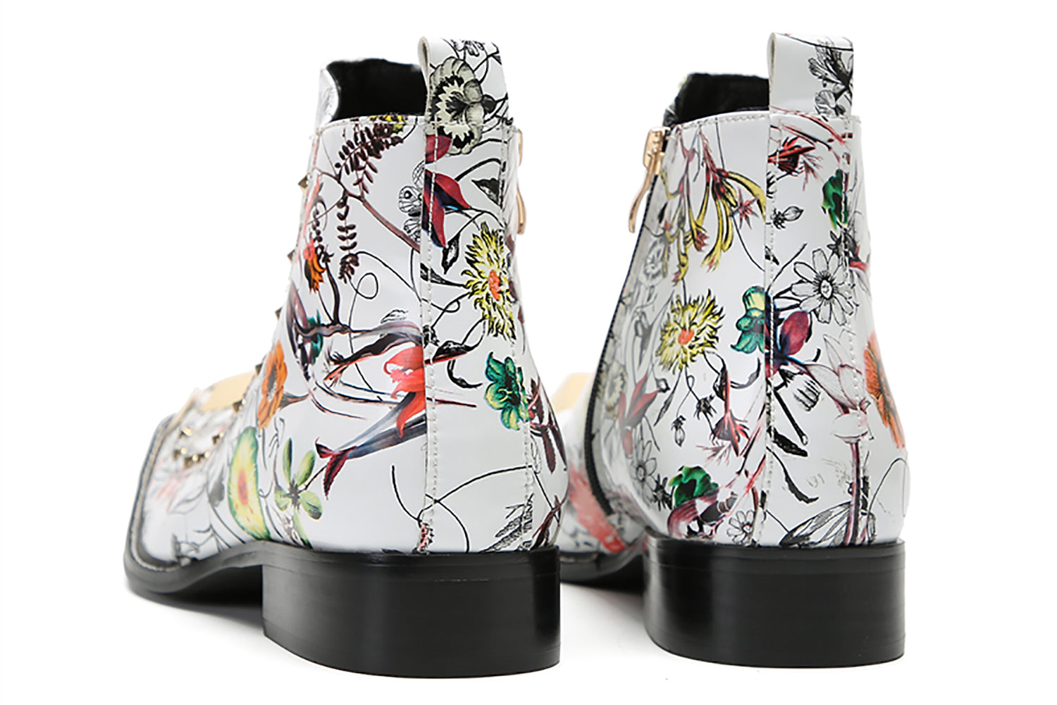 Men's Metal Square Toe Graffiti Western Boots