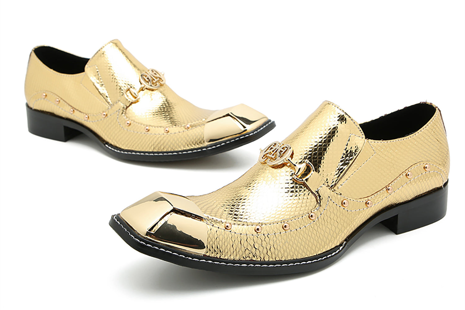 Men's Metal-Square Toe Western Horsebit Loafers