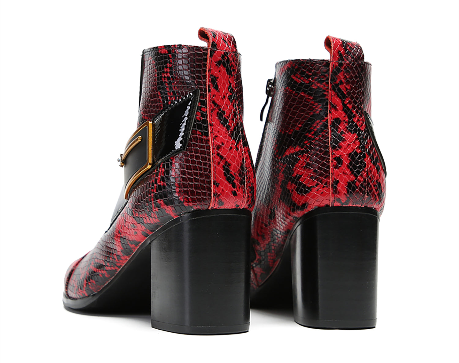 Men's Hight Top Snakeskin Texture Western Boots