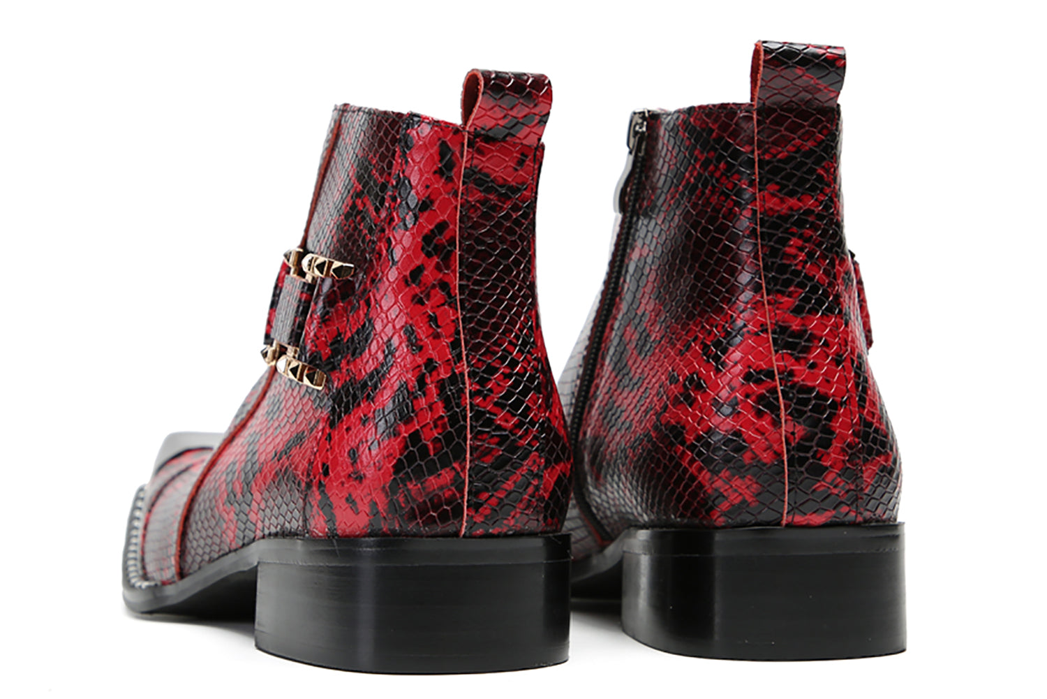 Botas occidentales de moda con punta cuadrada de metal para hombre