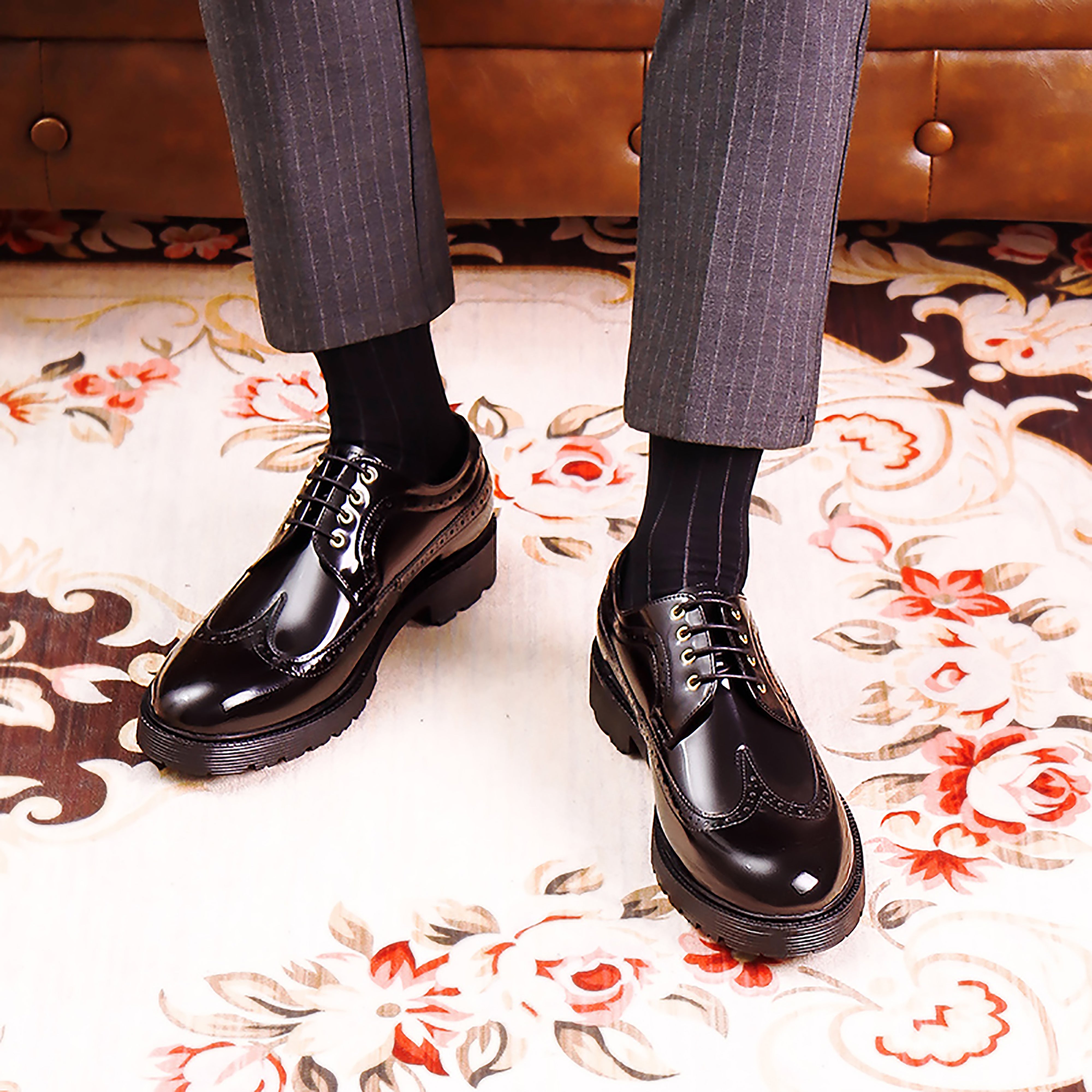 Men's Classic Dress Wingtip Brogues Derby
