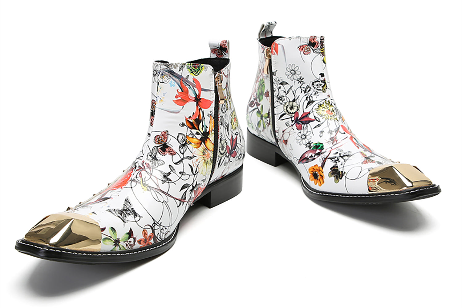 Men's Metal Square Toe Graffiti Western Boots