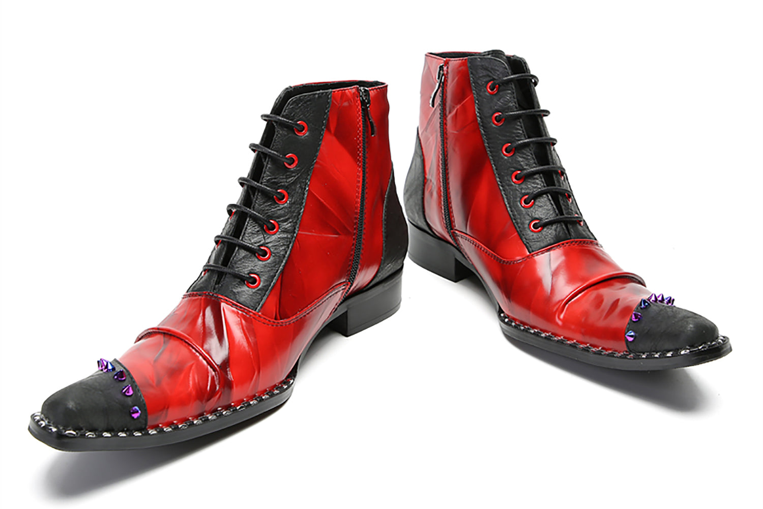 Men's Novelty Colorful Beads Western Boots