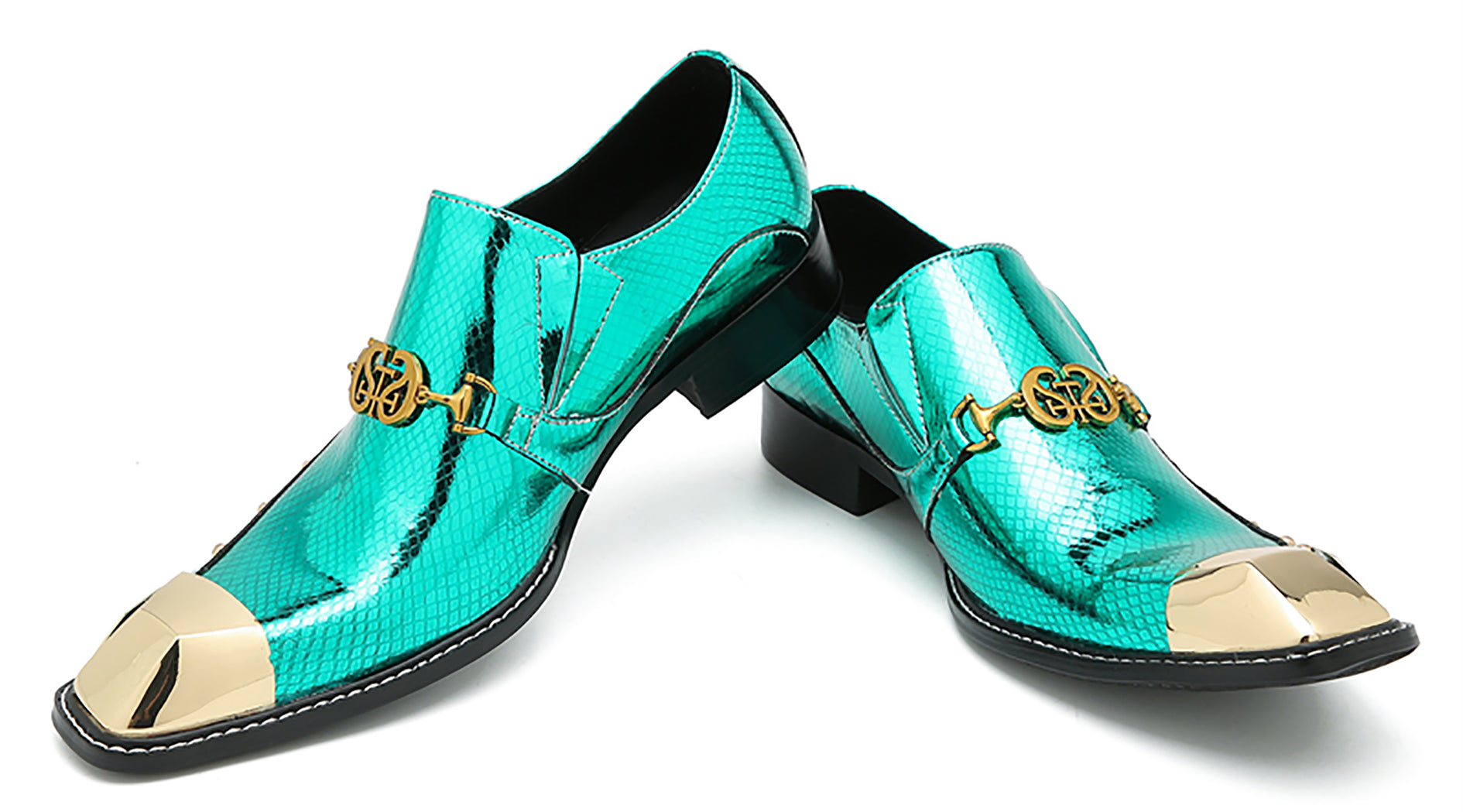 Men's Metal-Square Toe Western Horsebit Loafers