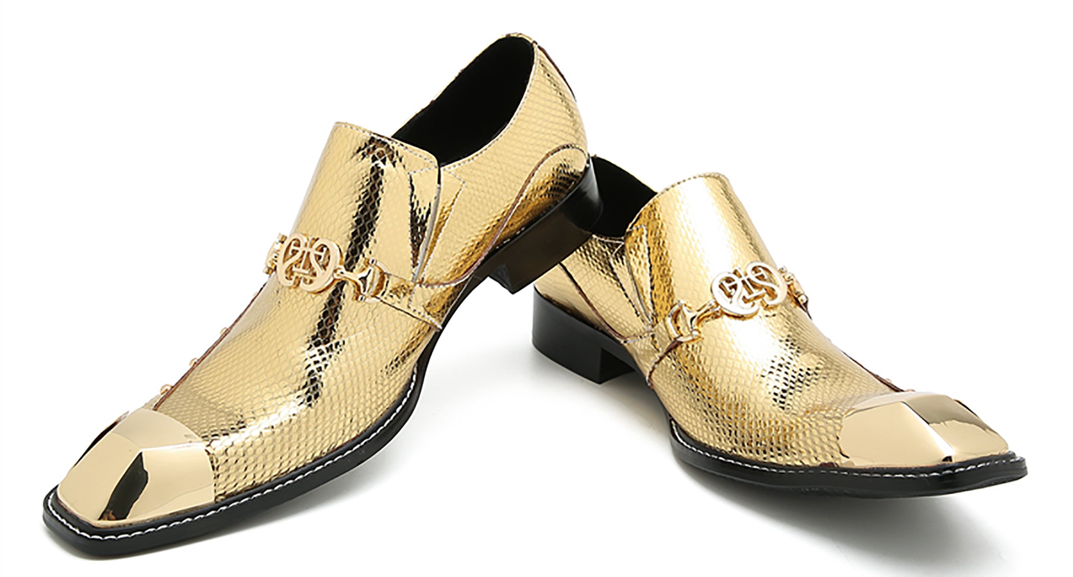 Men's Metal-Square Toe Western Horsebit Loafers