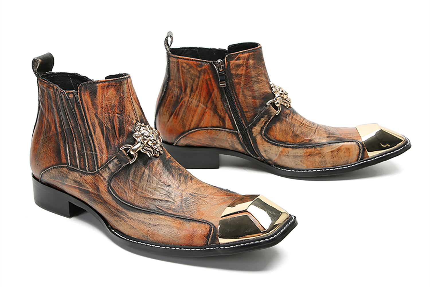 Botas occidentales informales con cremallera para hombre