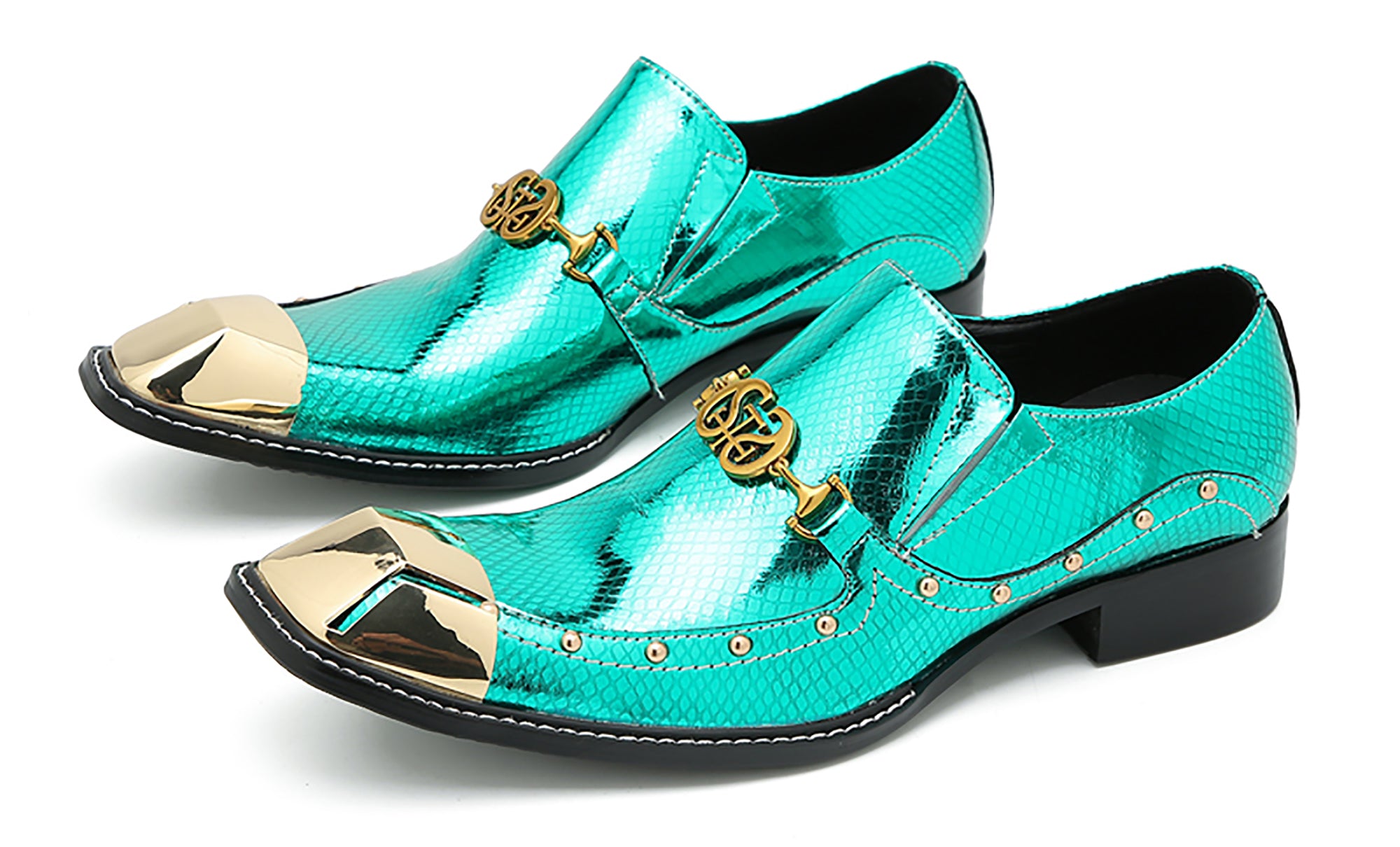 Men's Metal-Square Toe Western Horsebit Loafers