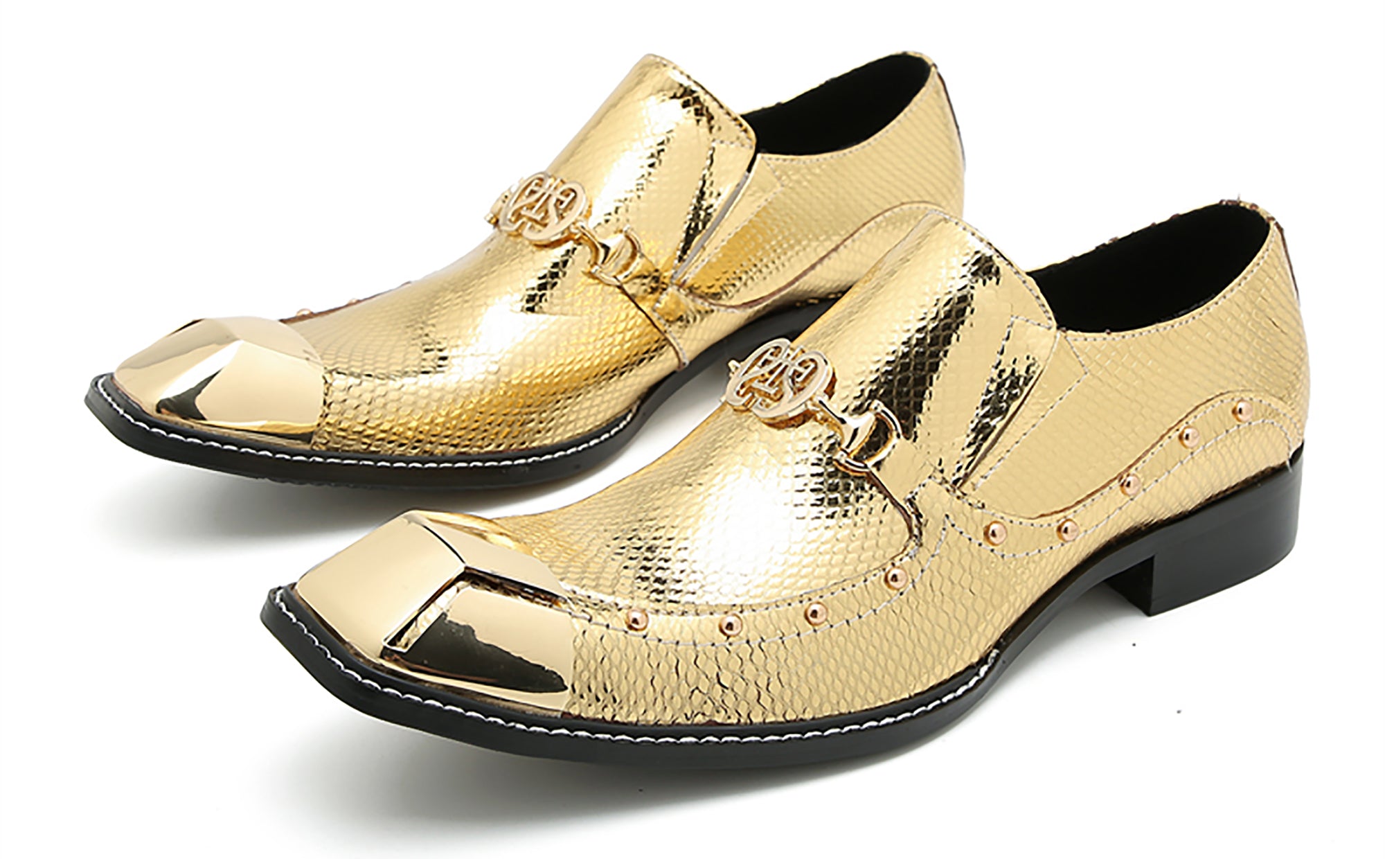 Men's Metal-Square Toe Western Horsebit Loafers