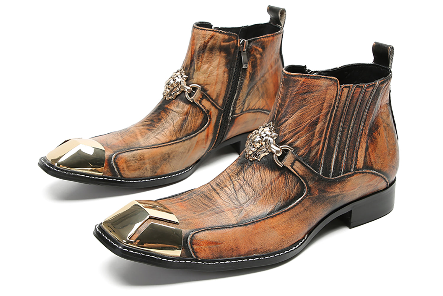 Botas occidentales informales con cremallera para hombre