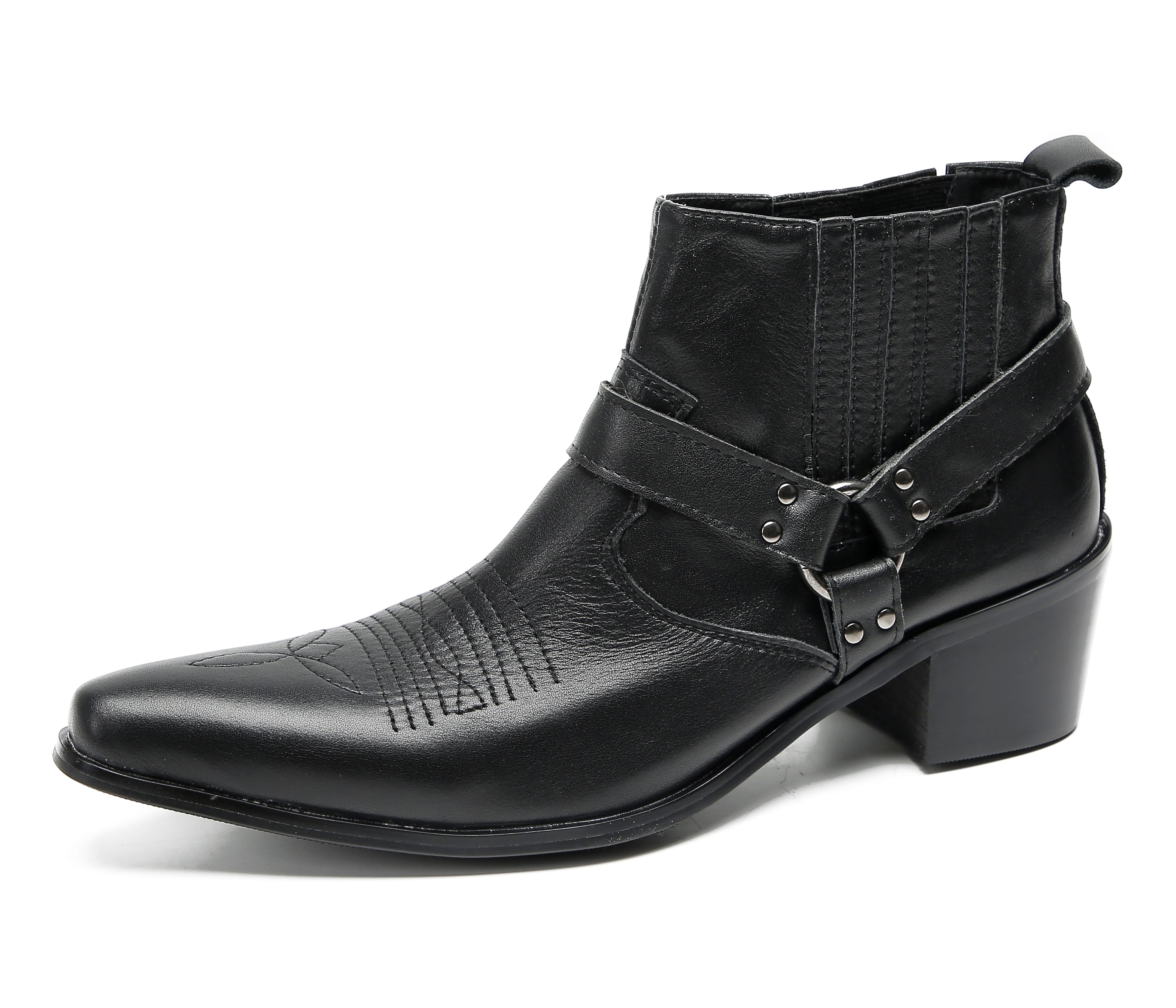 Men's Chain Strap Retro Western Boots