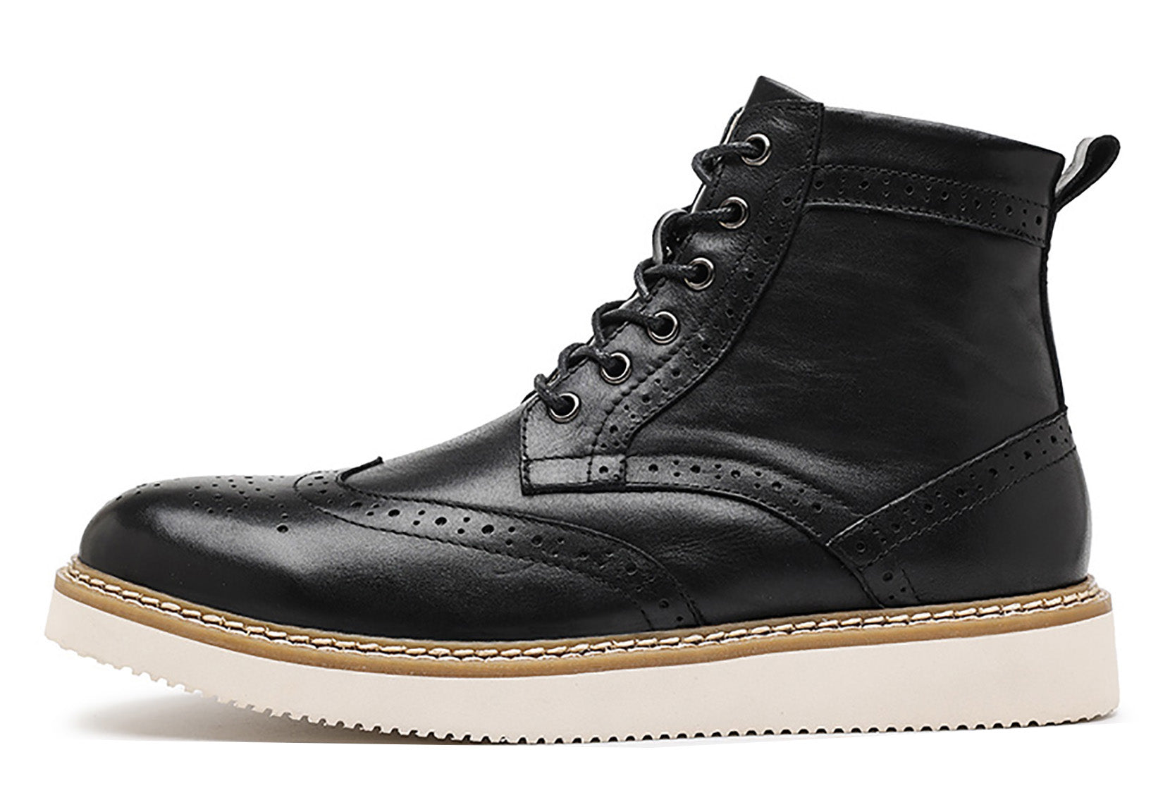 Men's Genuine Leather Wingtips Brogues Derby Boots