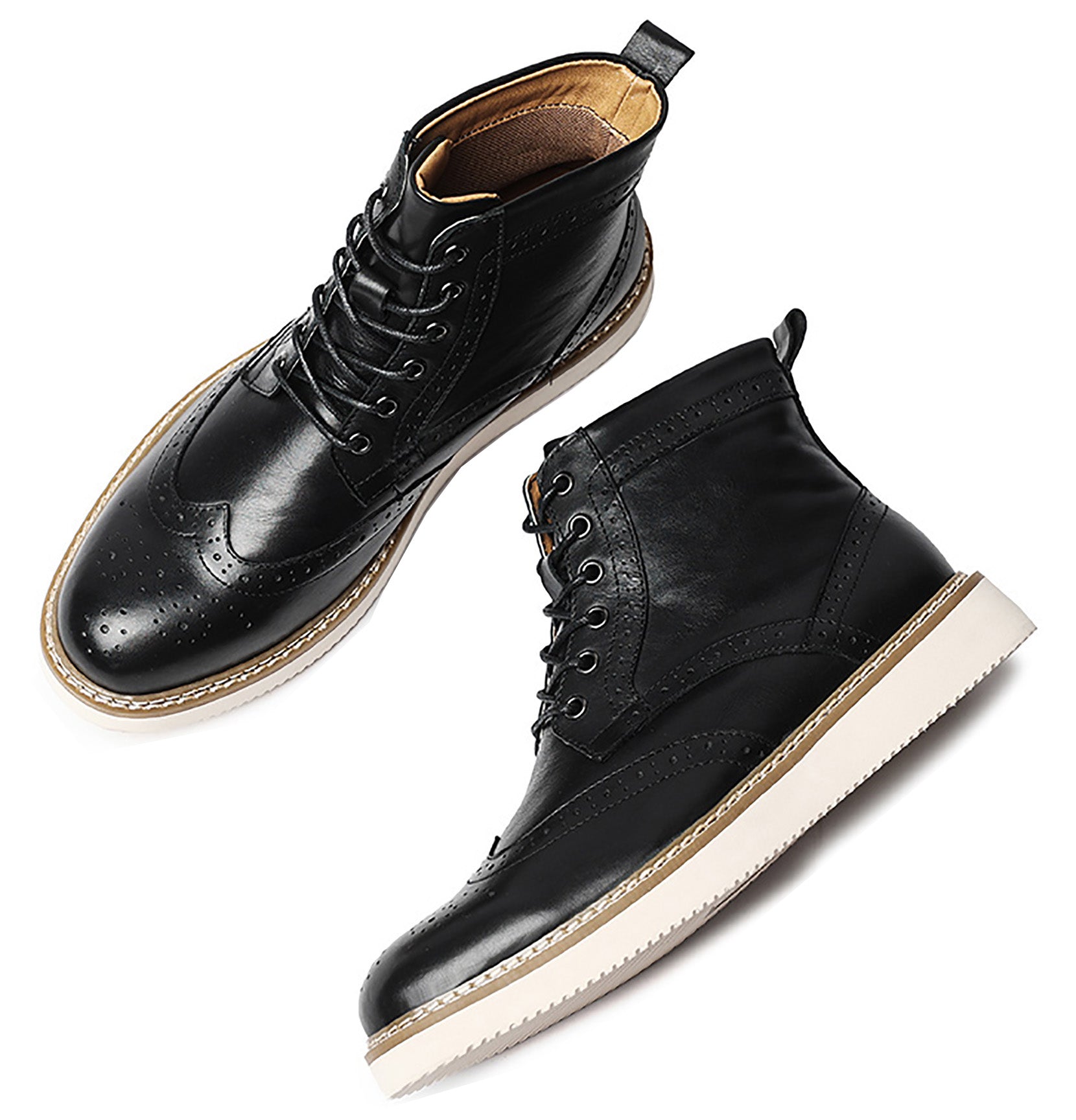 Men's Genuine Leather Wingtips Brogues Derby Boots